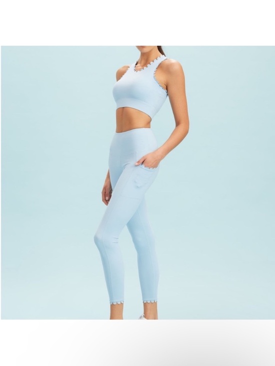 Renwick Pants - Light Blue Scallop Trim Active Leggings